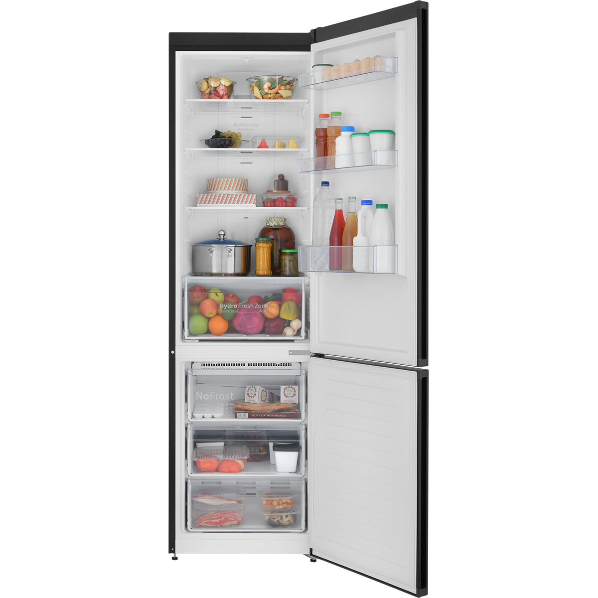 картинка Холодильник комбинированный ZUGEL ZRFB2BNFL, черный металл