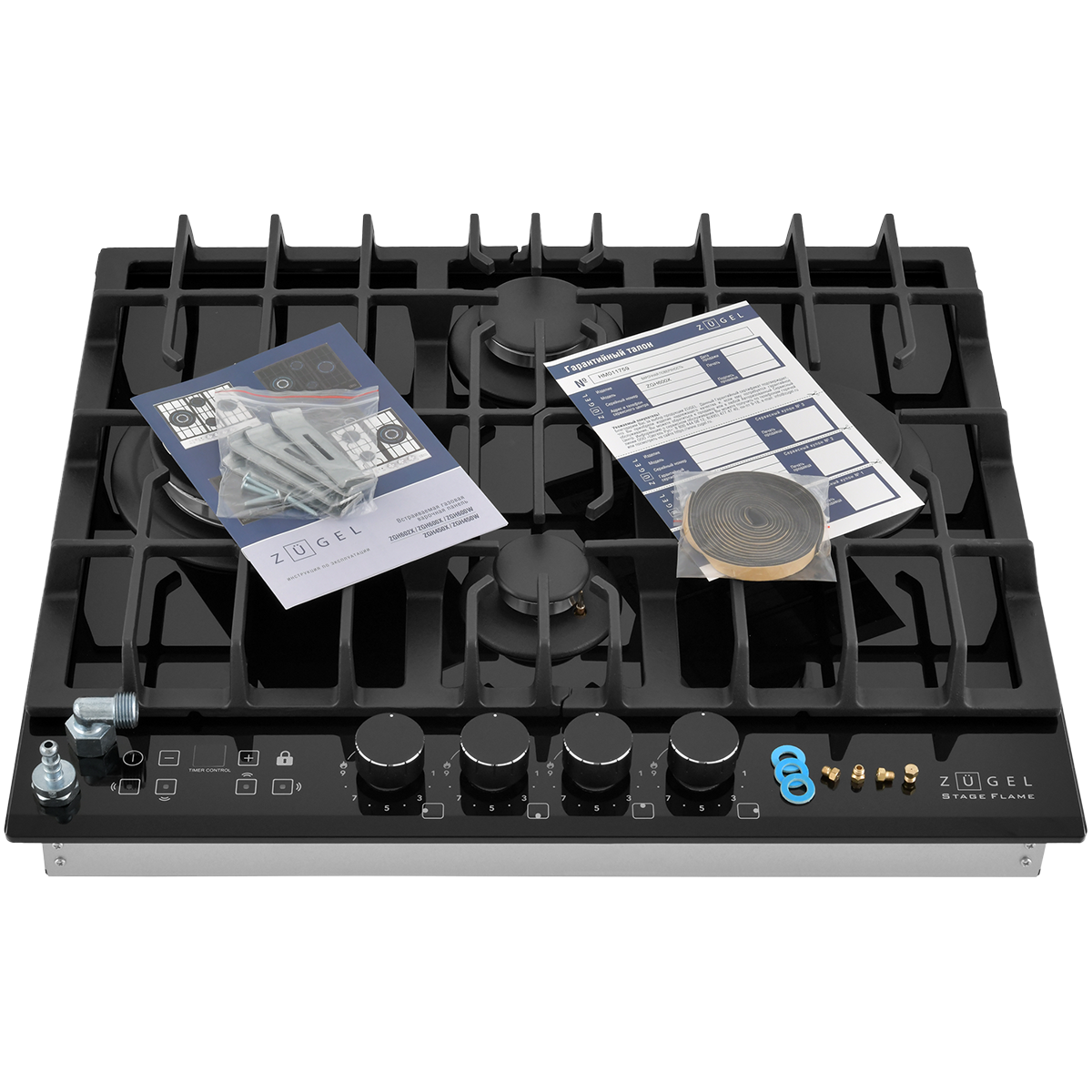 картинка Встраиваемая газовая варочная панель ZUGEL ZGH600X, черная