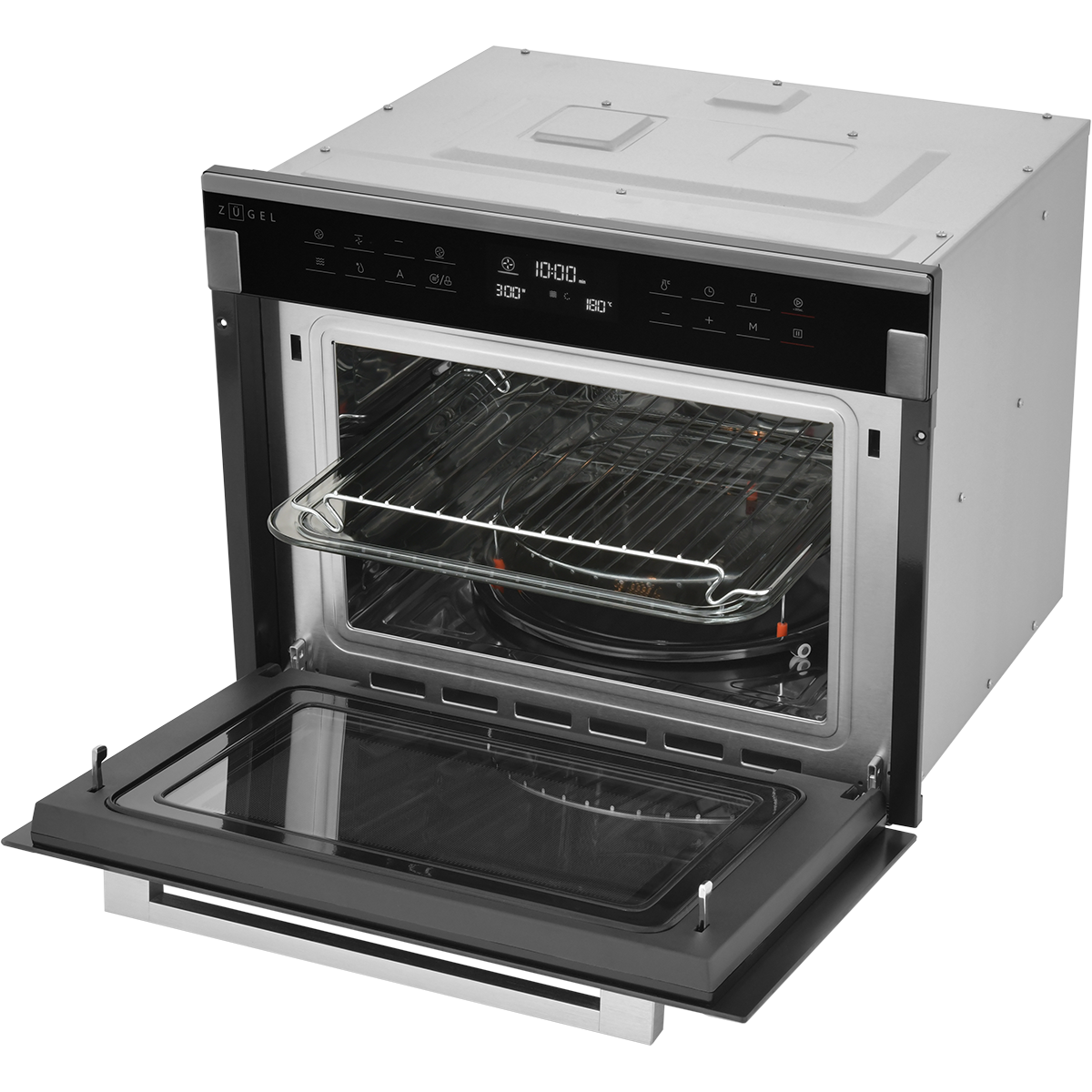 картинка Встраиваемый компактный духовой шкаф с СВЧ ZUGEL ZOE610X, нерж. сталь