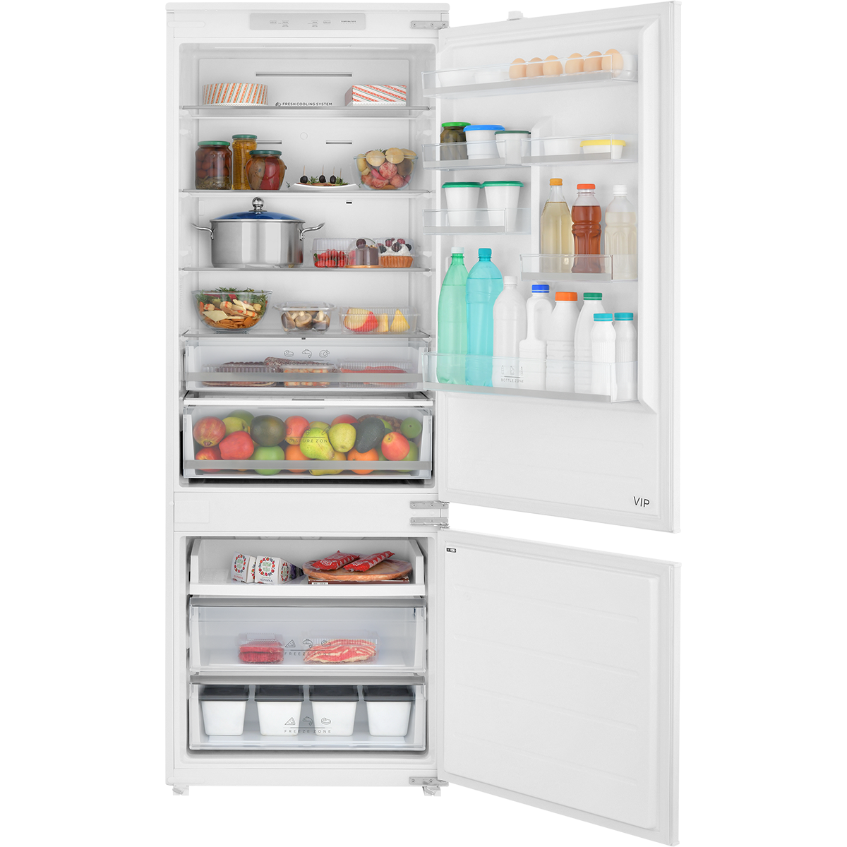 картинка Встраиваемый двухкамерный холодильник ZUGEL ZRI2003FNF (Full No Frost, Inverter)