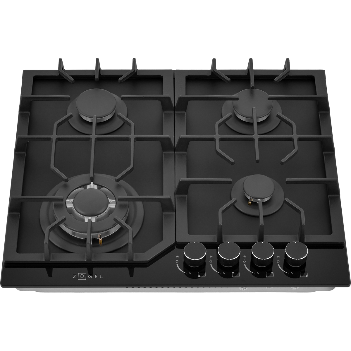 картинка Встраиваемая газовая варочная панель ZUGEL ZGH602B, черная матовая
