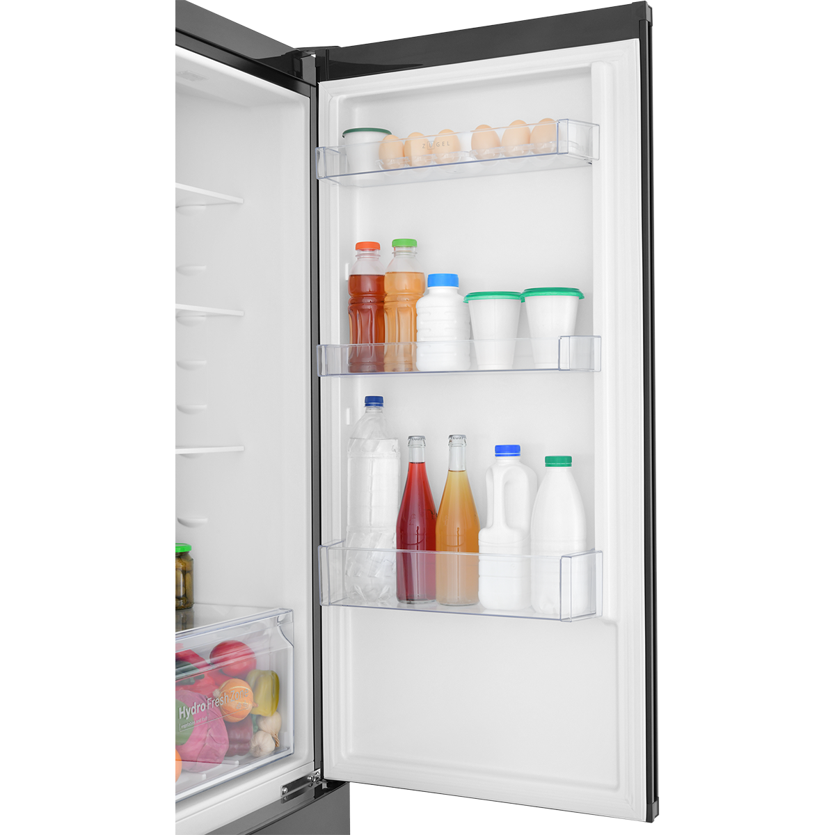 картинка Холодильник комбинированный ZUGEL ZRFB2BNFL, черный металл