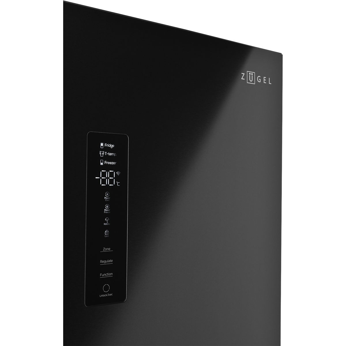 картинка Холодильник полувстраиваемый ZUGEL ZRFDI470XB, чёрная сталь