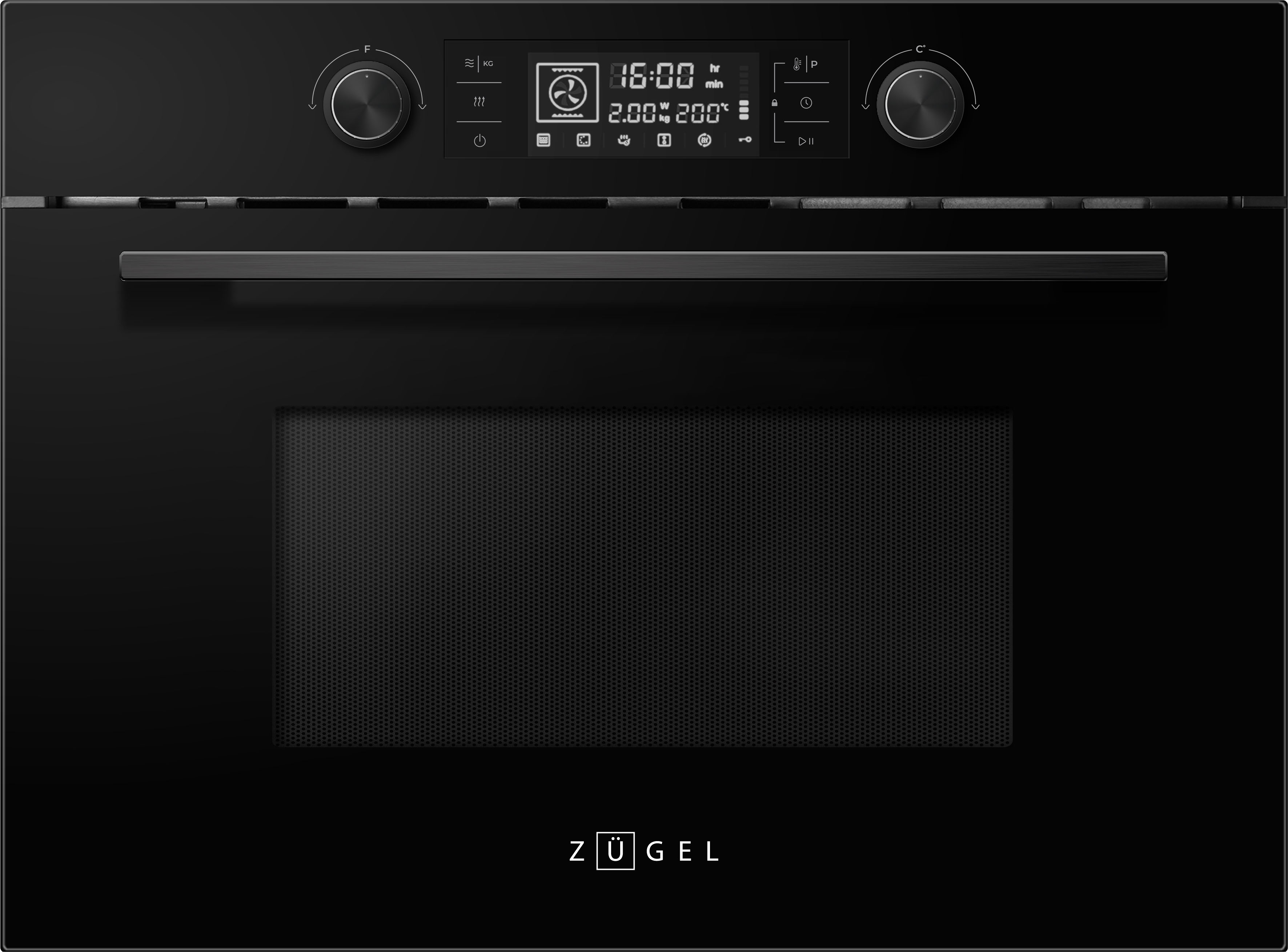 картинка Встраиваемый компактный духовой шкаф с СВЧ ZUGEL ZOE609B, черный