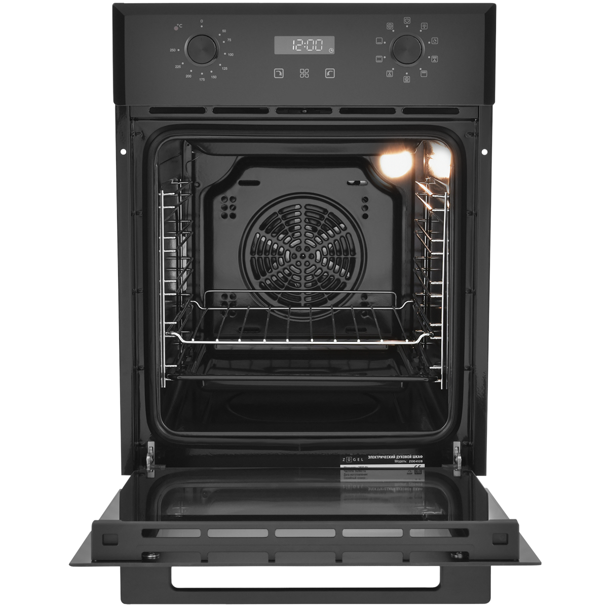 Встраиваемый электрический духовой шкаф ZUGEL ZOE452B, черный