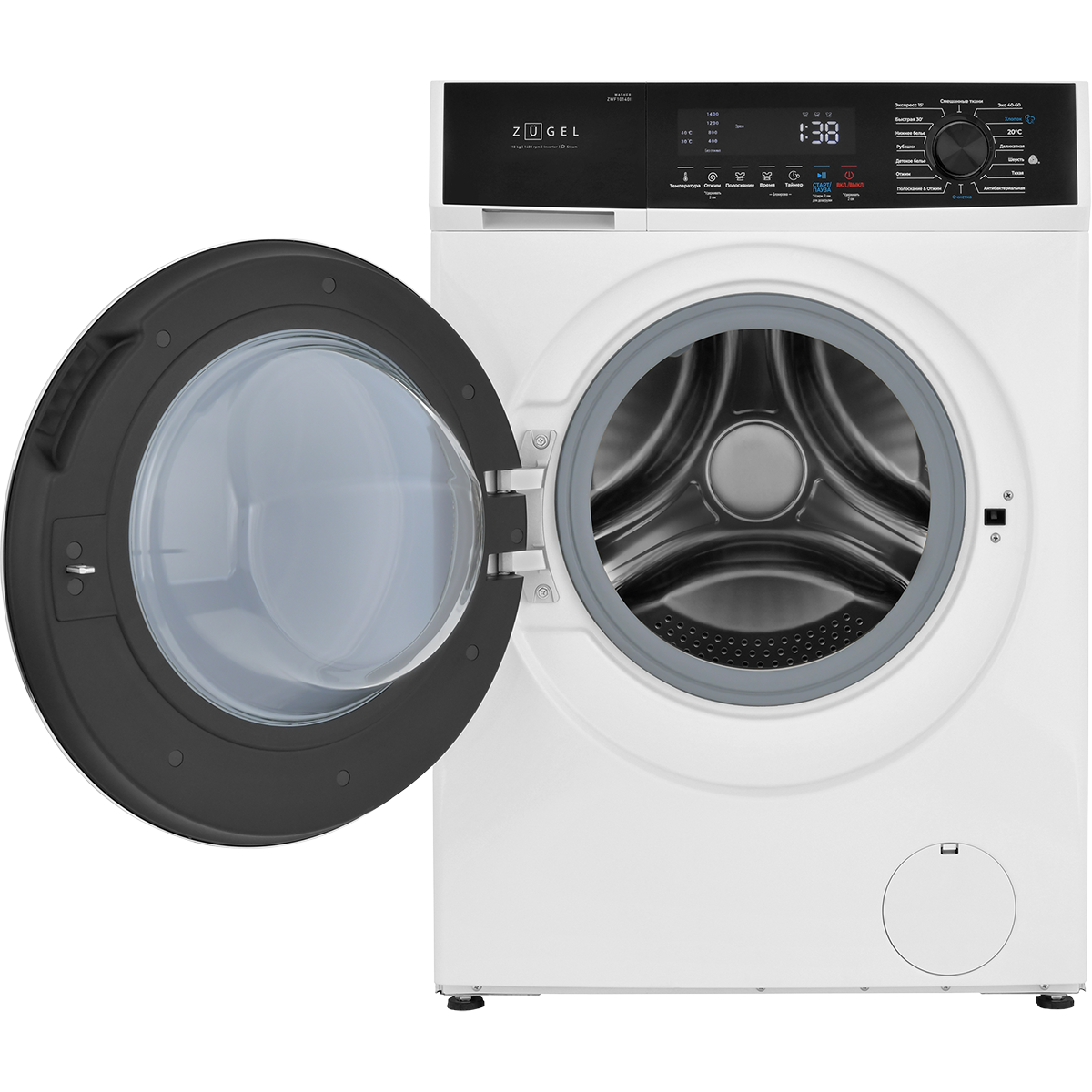 Стиральная машина ZUGEL ZWF10140I Inverter Steam, белая