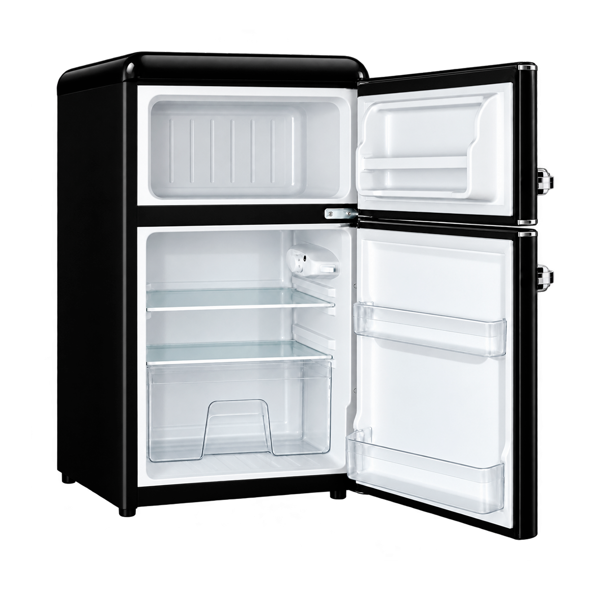 картинка Холодильник мини комбинированный ZUGEL ZRF100C, черный ретро