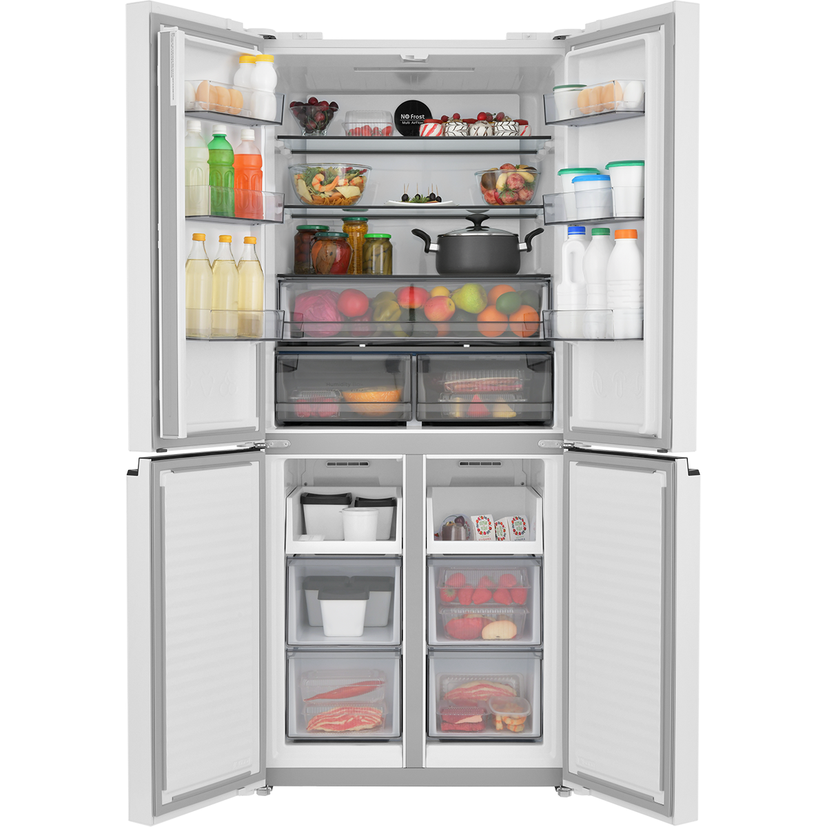 Холодильник Cross Door ZUGEL ZRCD430W, белое стекло