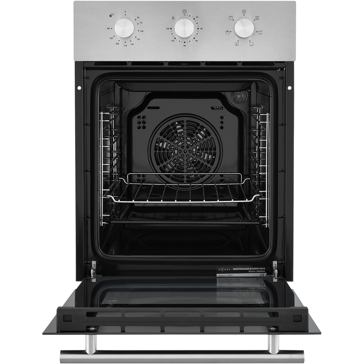 картинка Встраиваемый электрический духовой шкаф ZUGEL ZOE604X, нерж. сталь