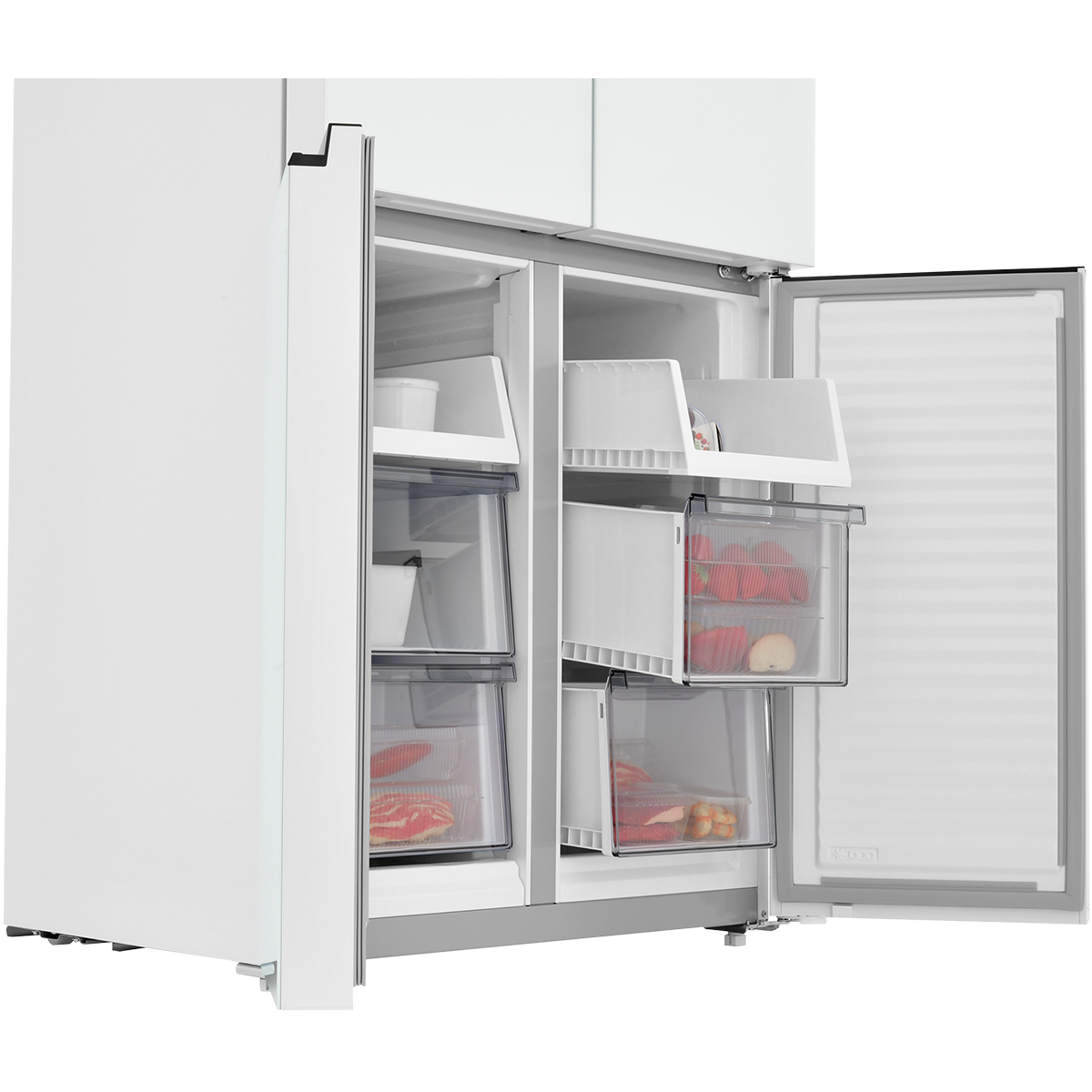 Холодильник Cross Door ZUGEL ZRCD430W, белое стекло