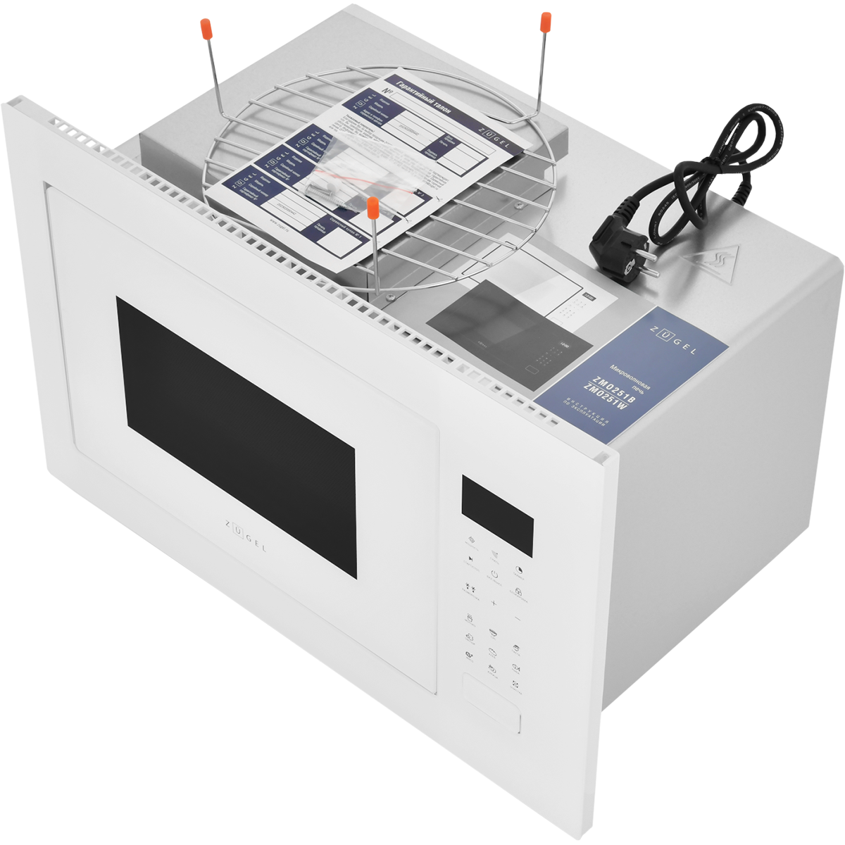 Встраиваемая микроволновая печь ZUGEL ZMO251W, белая