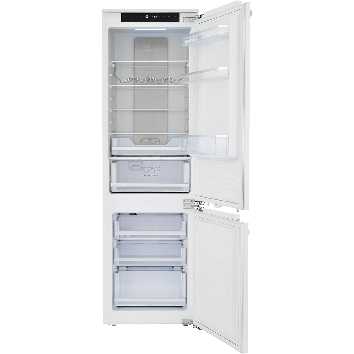 картинка Встраиваемый двухкамерный холодильник ZUGEL ZRI1760FNF (Full No Frost, Inverter)