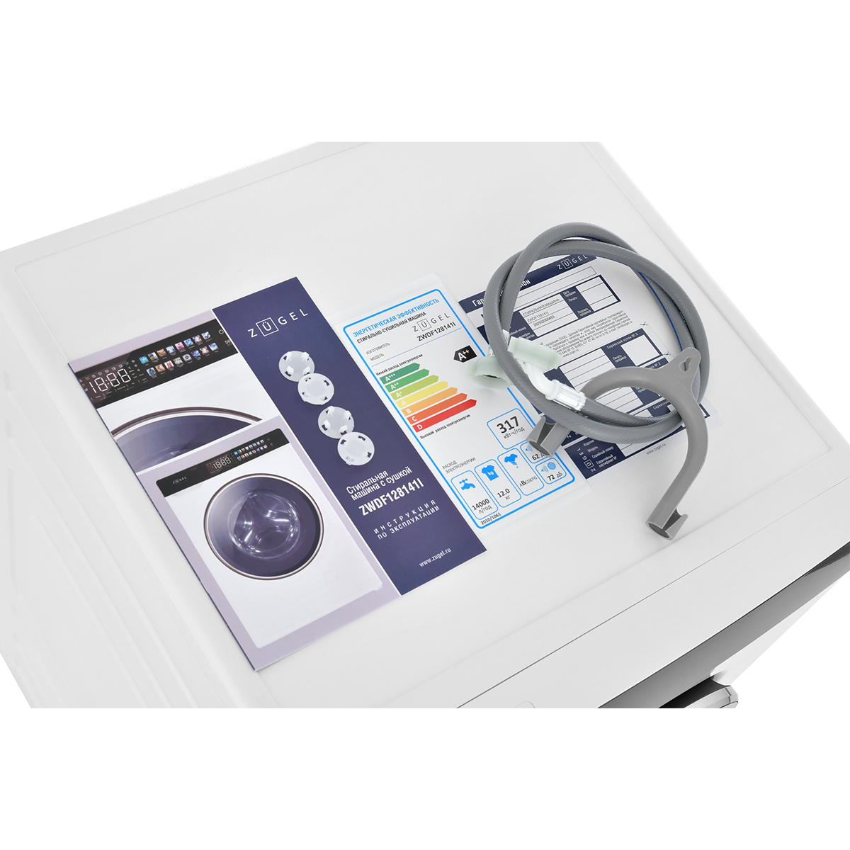 картинка Стирально-сушильная машина ZUGEL ZWDF128141I Inverter Steam, белая