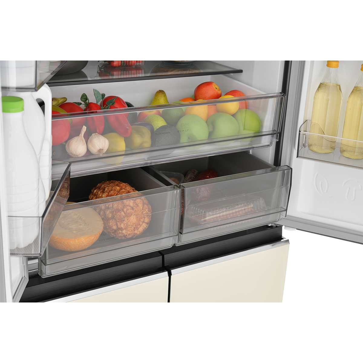 картинка Холодильник Cross Door ZUGEL ZRCD430C, бежевое стекло