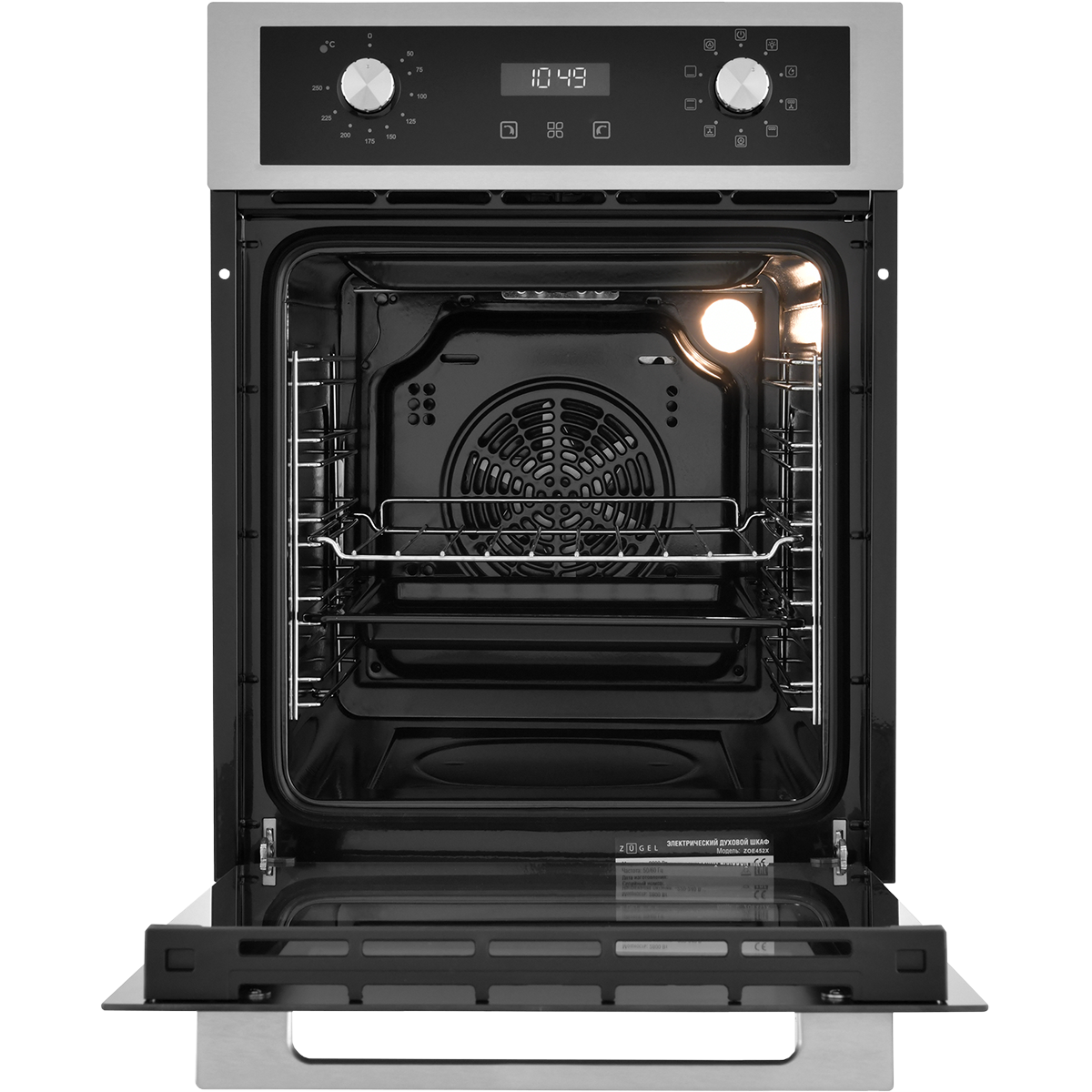 Встраиваемый электрический духовой шкаф ZUGEL ZOE452X, нерж. сталь